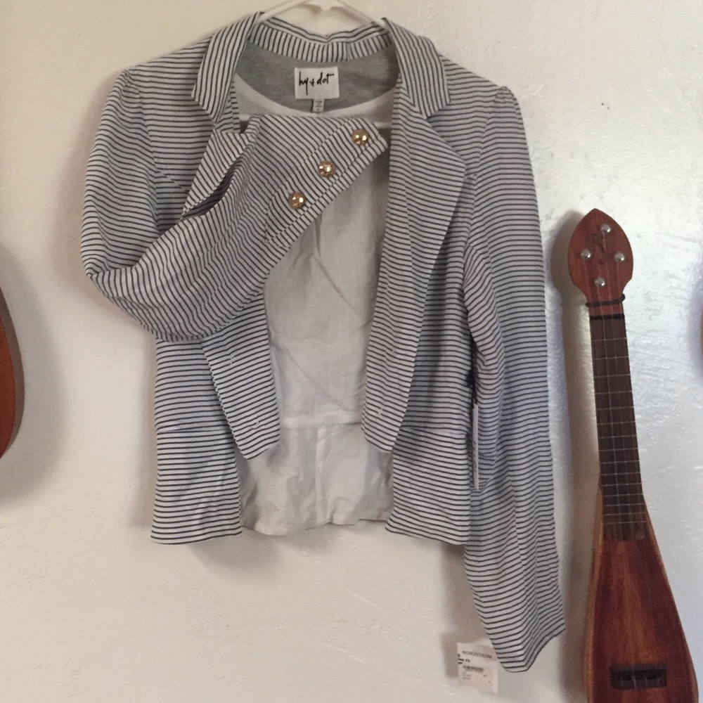 Hy & Dot Stripe Blazer NWT, Navy & White, Small